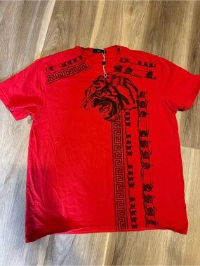 Vintage Rivelli Tiger rhinestone Red Graphic Tiger Print Men's T-Shirt Sz large
